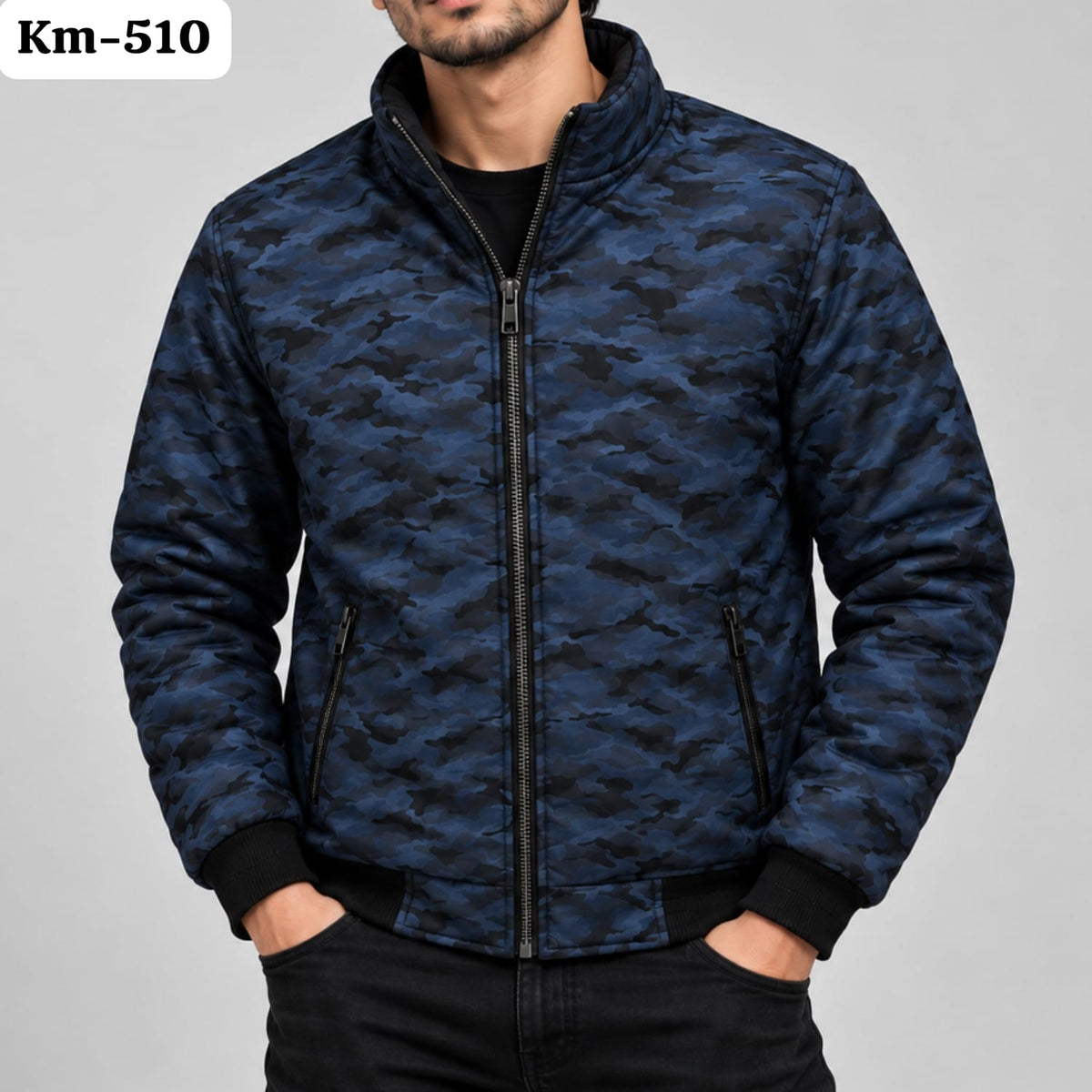 KM-510 Camouflage High-Neck Winter Jacket For Mens