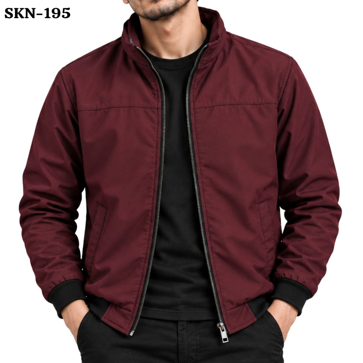 MENS MAROON JACKET FOR MEN-SKN-195
