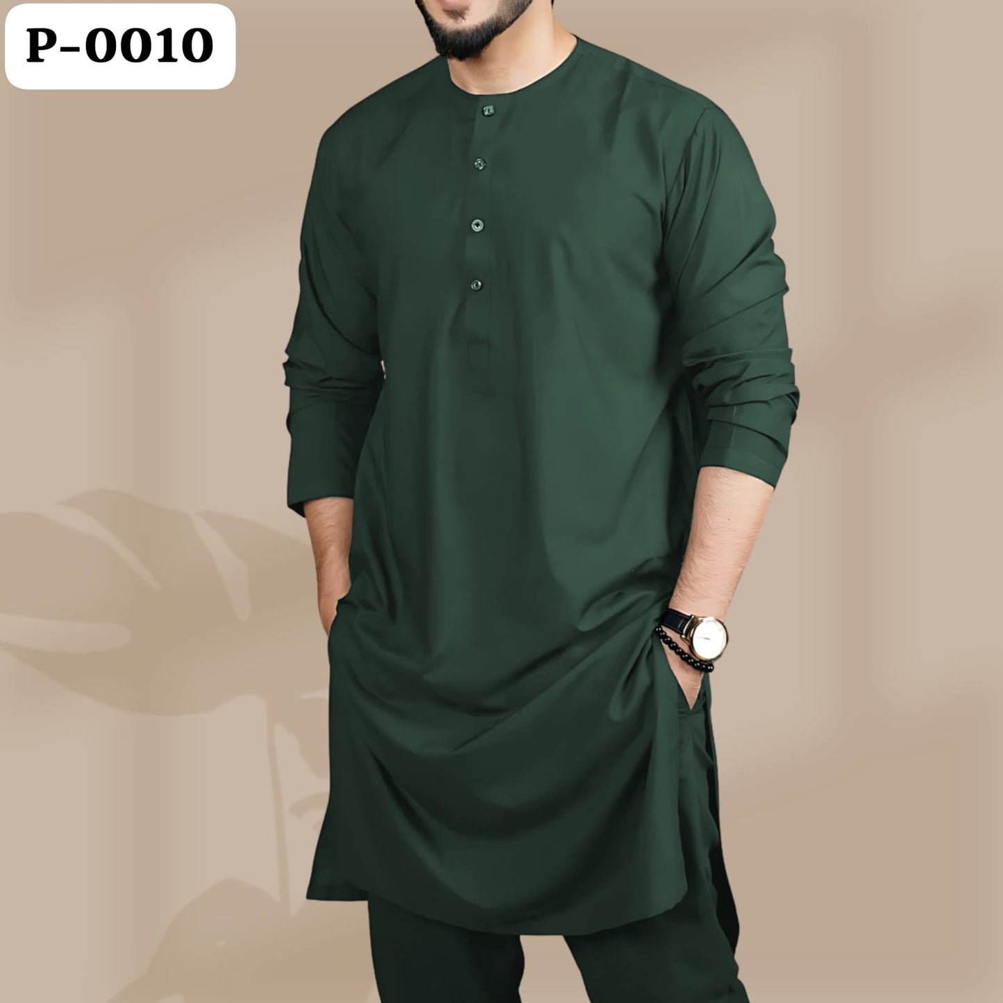 Bottle green color Classic Panjabi & Pajama Full Set|P-0010