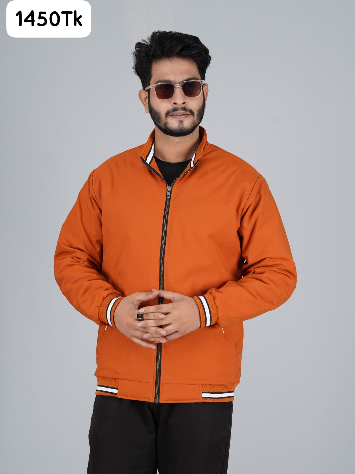 High Neck Orange Casual Jacket for Men - RP-330