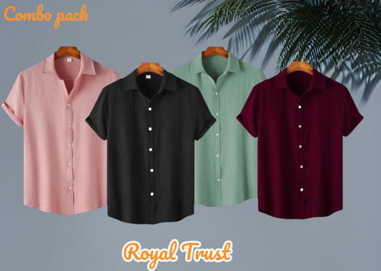 Texture Viscose Premium Half Sleeve Shirt 4pis Combo pack
