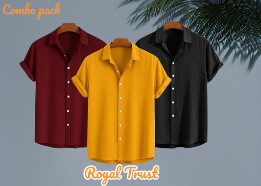 Texture Viscose Premium Half Sleeve Shirt 3pis Combo pack