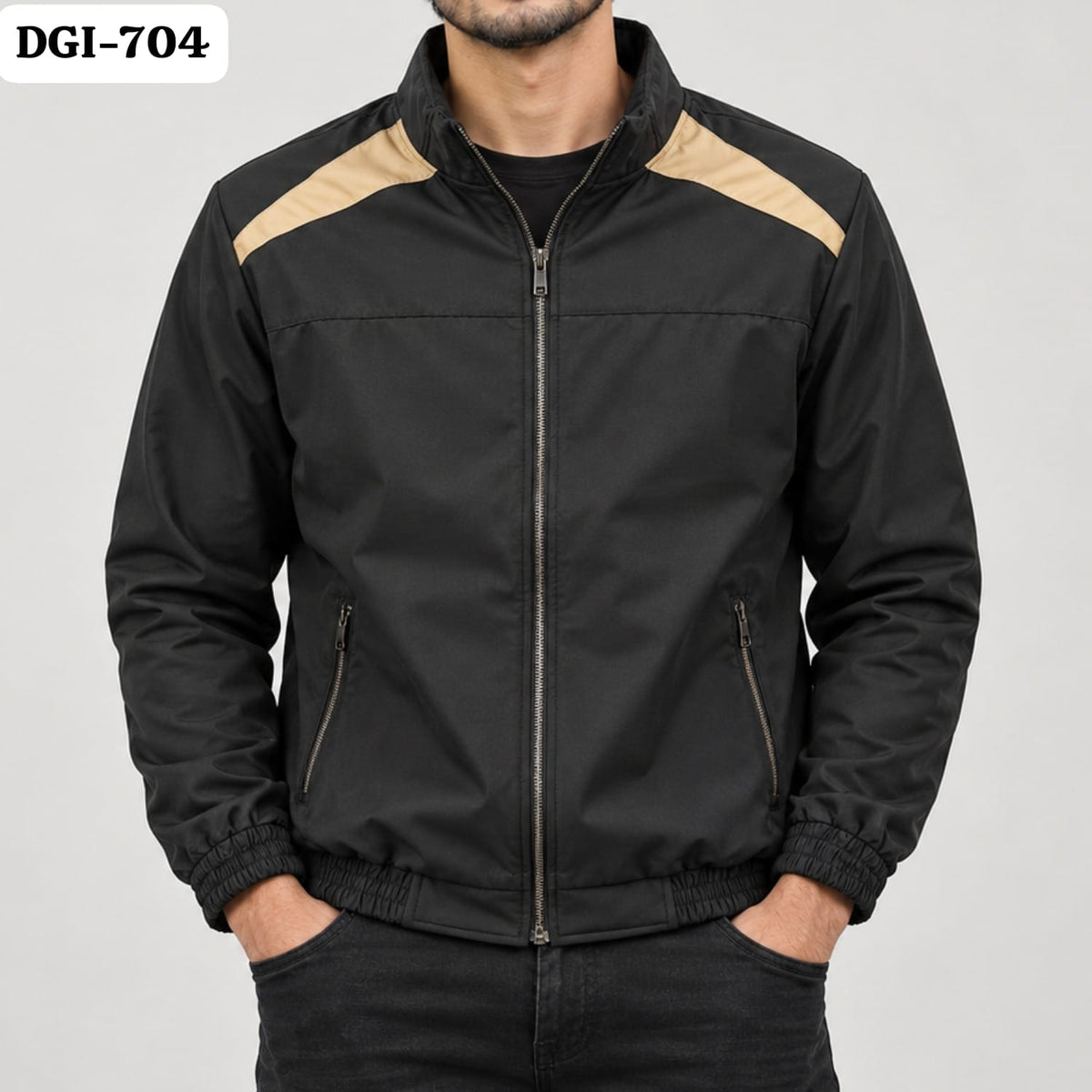 EVERYDAY BLACK BEIGE ACCENT JACKET FOR MEN | DGI-704