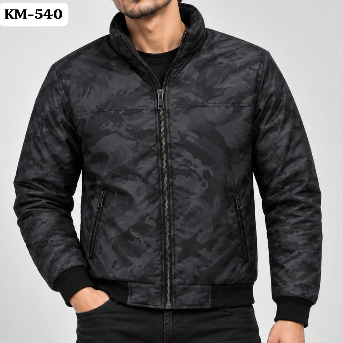 KM-540 Camouflage High-Neck Winter Jacket For Men