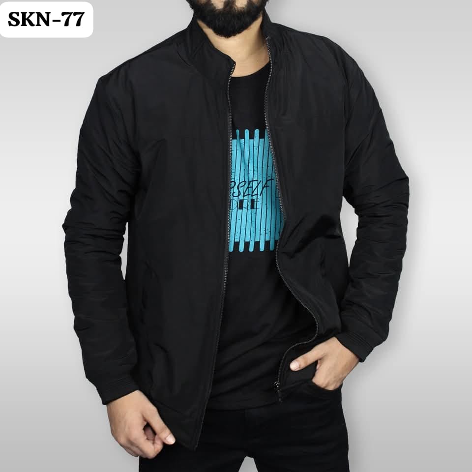 PURE BLACK JACKET FOR MEN-SKN-77