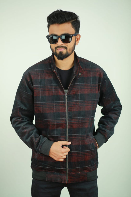 Men’s Corduroy Jacket in Black Maroon-CD-20