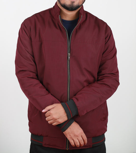 Maroon Winter Jacket With  Stripes RP - 195