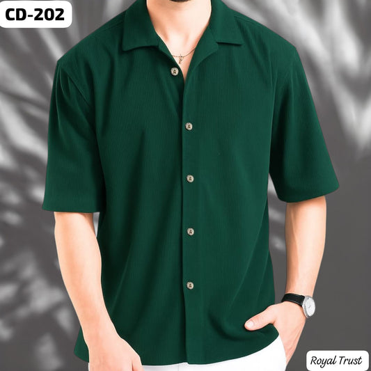 Cubans Collar Corduroy Half Sleeve Shirt |CD-202]