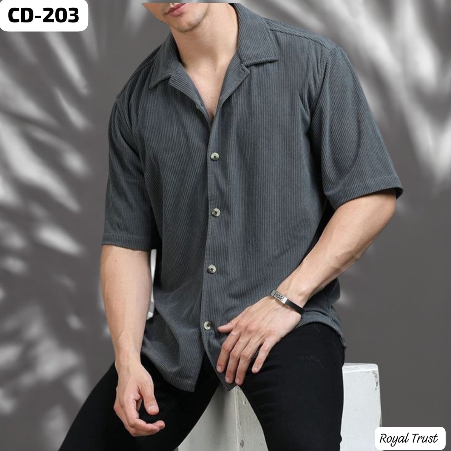 Cubans Collar Corduroy Half Sleeve Shirt |CD-203]