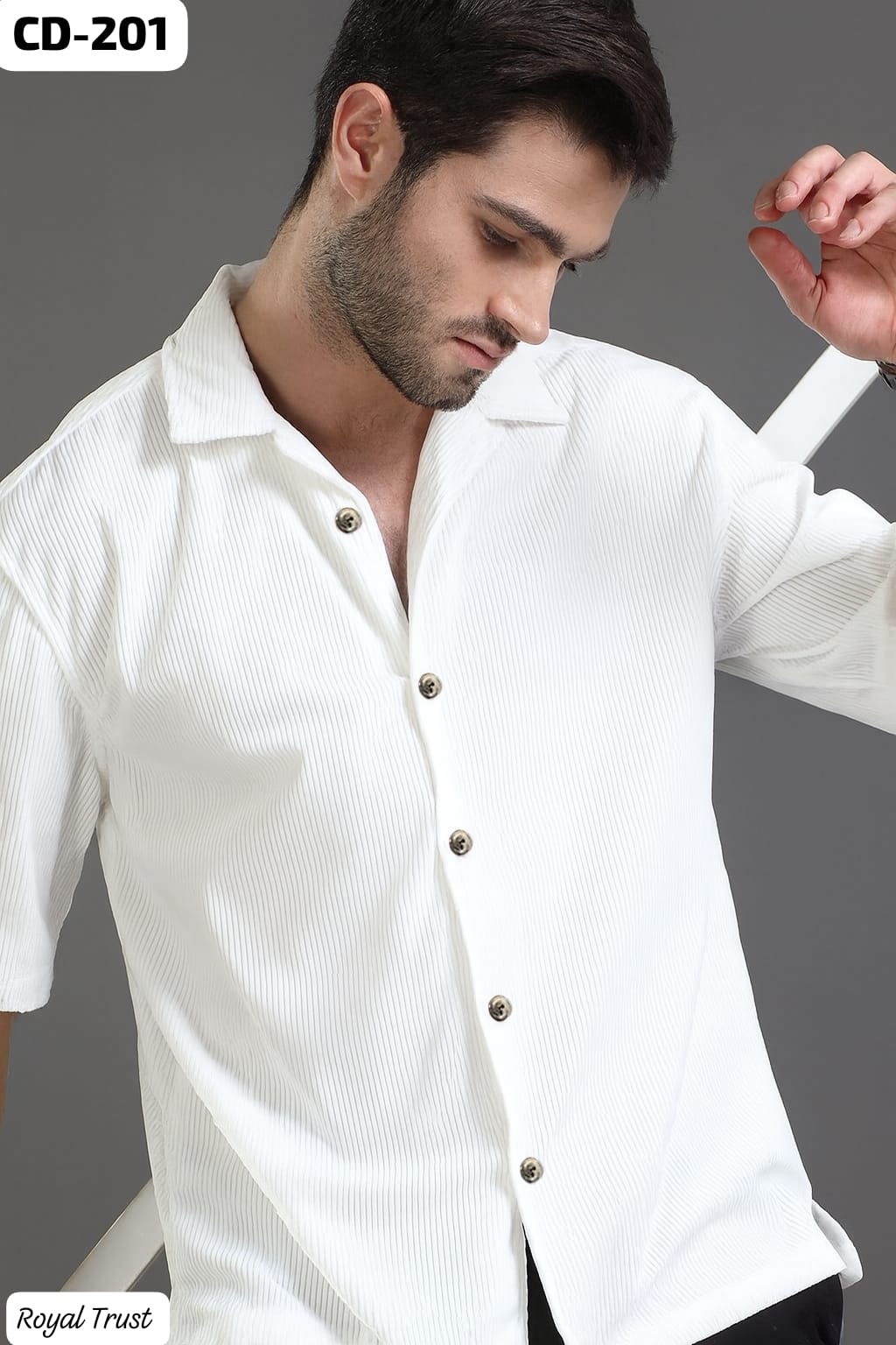 Cubans Collar Corduroy Half Sleeve Shirt |CD-201]