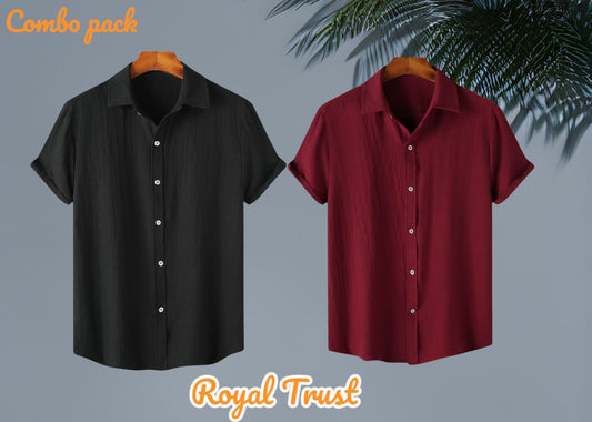 Texture Viscose Premium Half Sleeve Shirt 2pis Combo pack