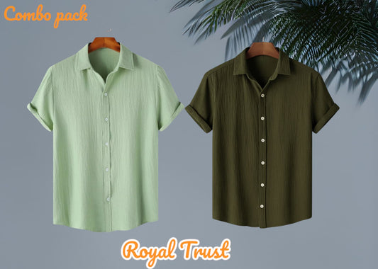 Texture Viscose Premium Half Sleeve Shirt 2pis Combo pack