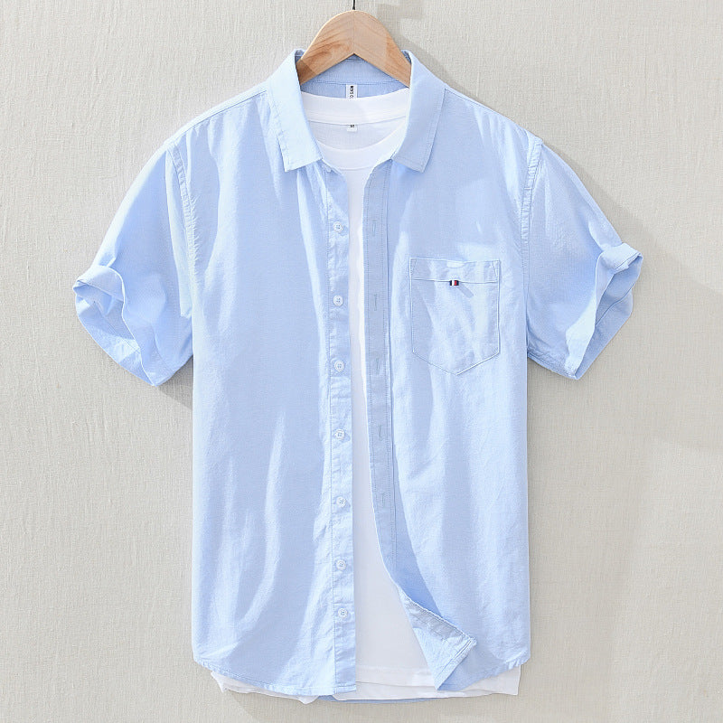 SKY OXFORD COTTON HALF SLEEVE shirt