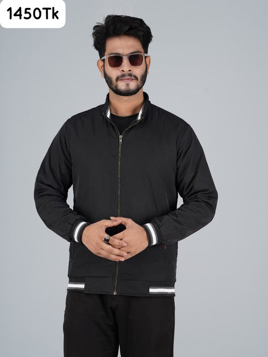 Classic Black High Neck Zip-Up Jacket for Men | RP-300
