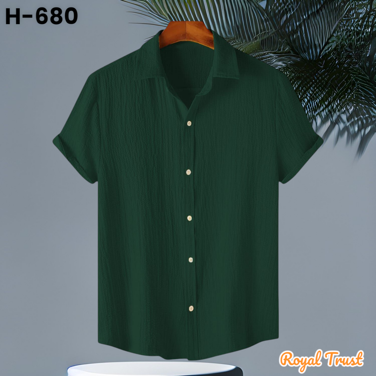 Texture Viscose Premium Green Half Sleeve Shirt |H-680]