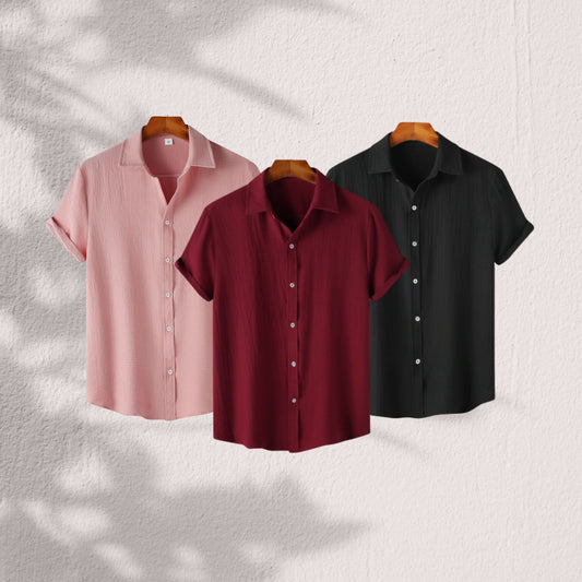 Texture  Premium Half Sleeve Shirt 3pis Combo pack