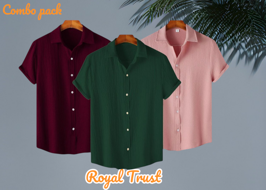 Texture Viscose Premium Half Sleeve Shirt 3pis Combo pack