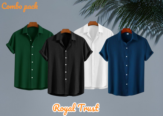 Texture Viscose Premium Half Sleeve Shirt 4pis Combo pack